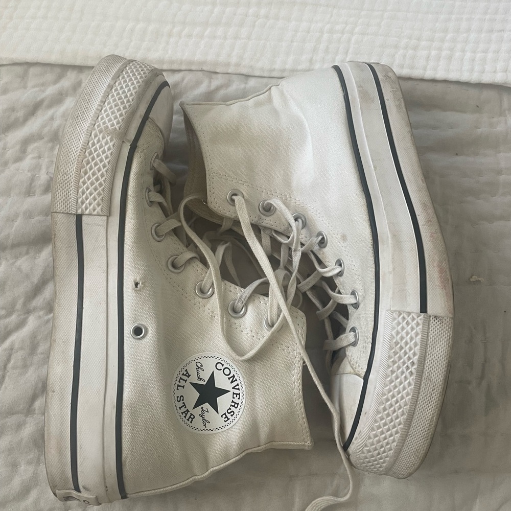 White Hightop Platform Converse